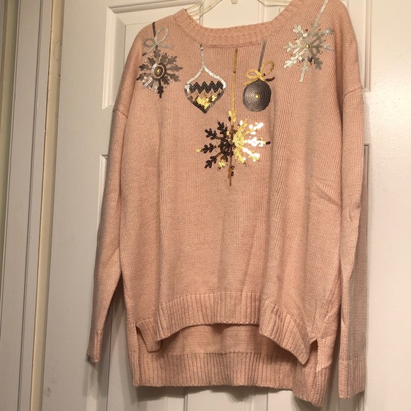 Holiday Time Blush Sweater with Festive Ornaments - Picture 2 of 6